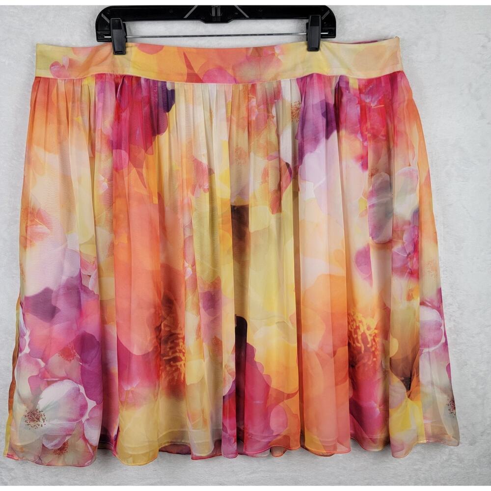 Whimsical Fairycore Skirt 20W Line Zip Midi Colorful Floral Beachy Tropical Boho